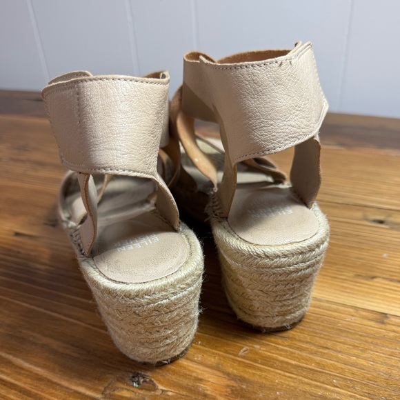Eileen Fisher Women’s Willow Tumbled Leather Wedge Espadrille Sandals Nude 9.5‎ - Picture 6 of 14